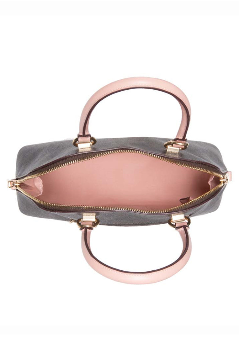 Coach Katy Satchel In Signature Canvas - Dark Brown/Pink
