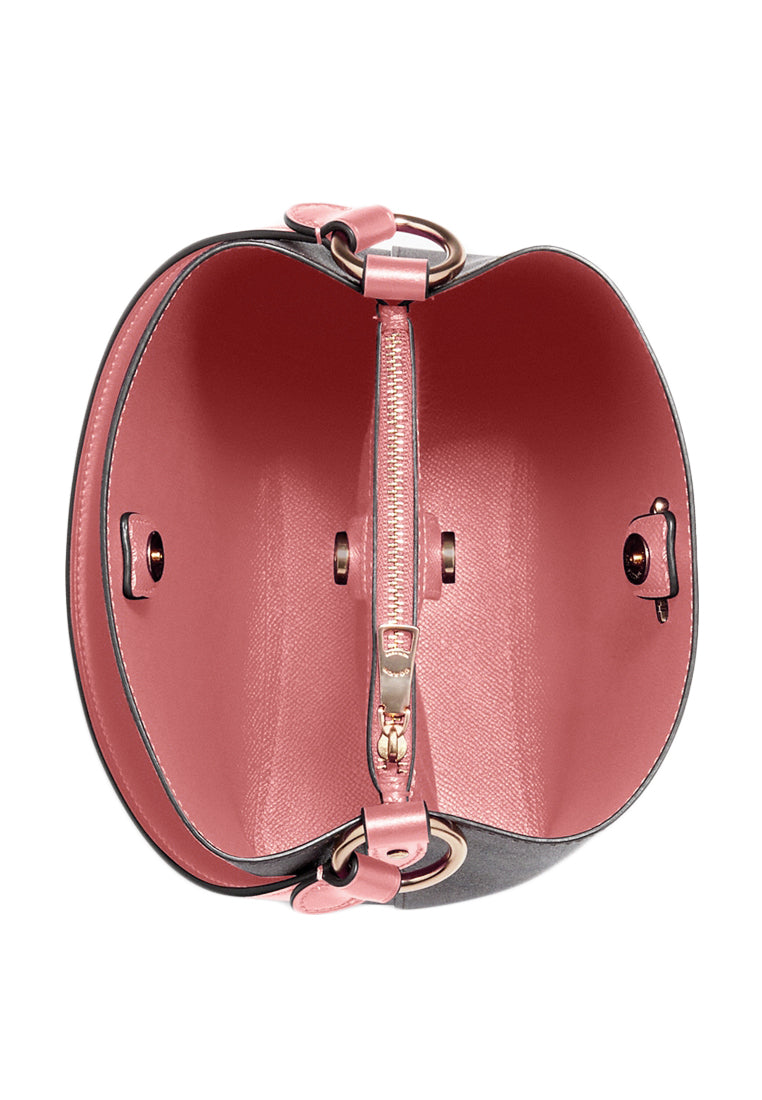 Coach Small Town Bucket Bag In Signature Canvas - Dark Brown/Pink