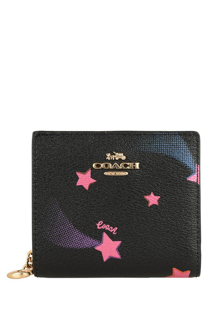 Coach Snap Wallet With Disco Star Print - Black/Multi