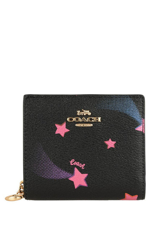 Coach Snap Wallet With Disco Star Print - Black/Multi