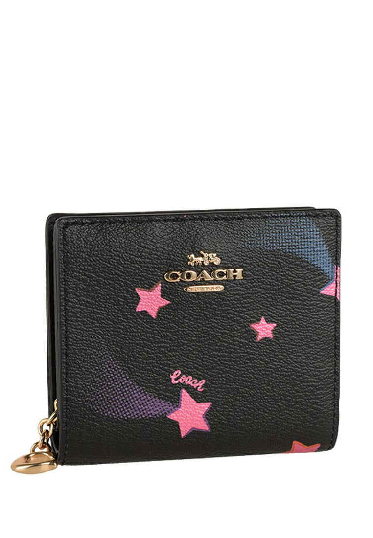 Coach Snap Wallet With Disco Star Print - Black/Multi