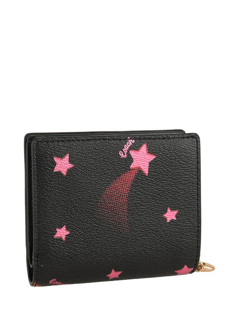 Coach Snap Wallet With Disco Star Print - Black/Multi