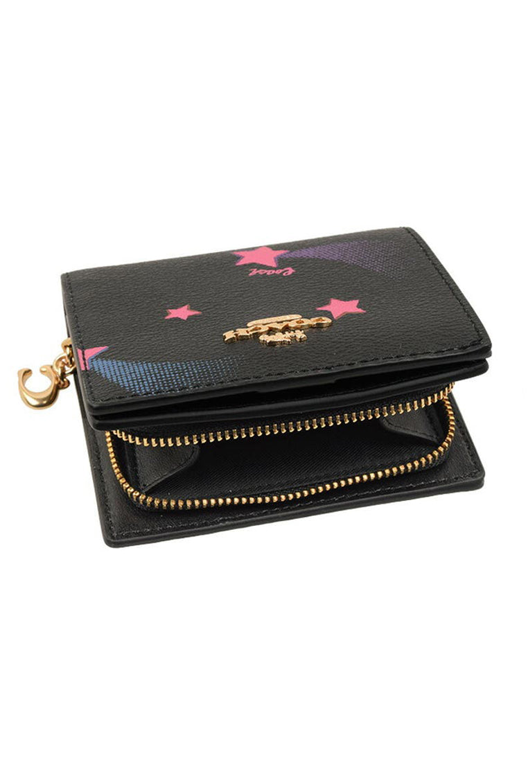 Coach Snap Wallet With Disco Star Print - Black/Multi