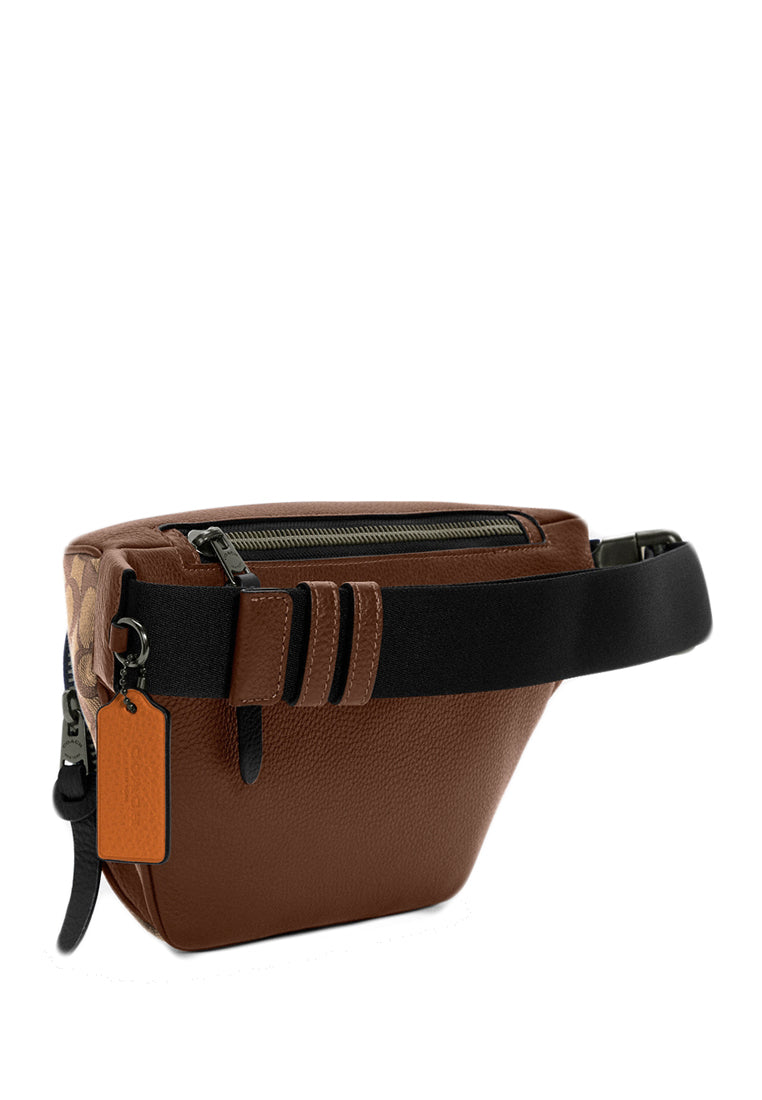 Coach Thompson Belt Bag In Signature Jacquard With Varsity Stripe - Brown/Multi