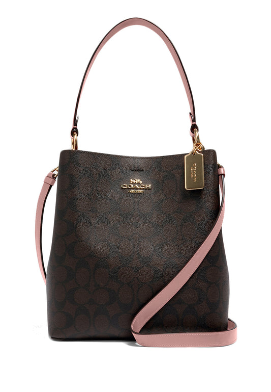 Coach Town Bucket Bag In Signature Canvas - Dark Brown/Pink