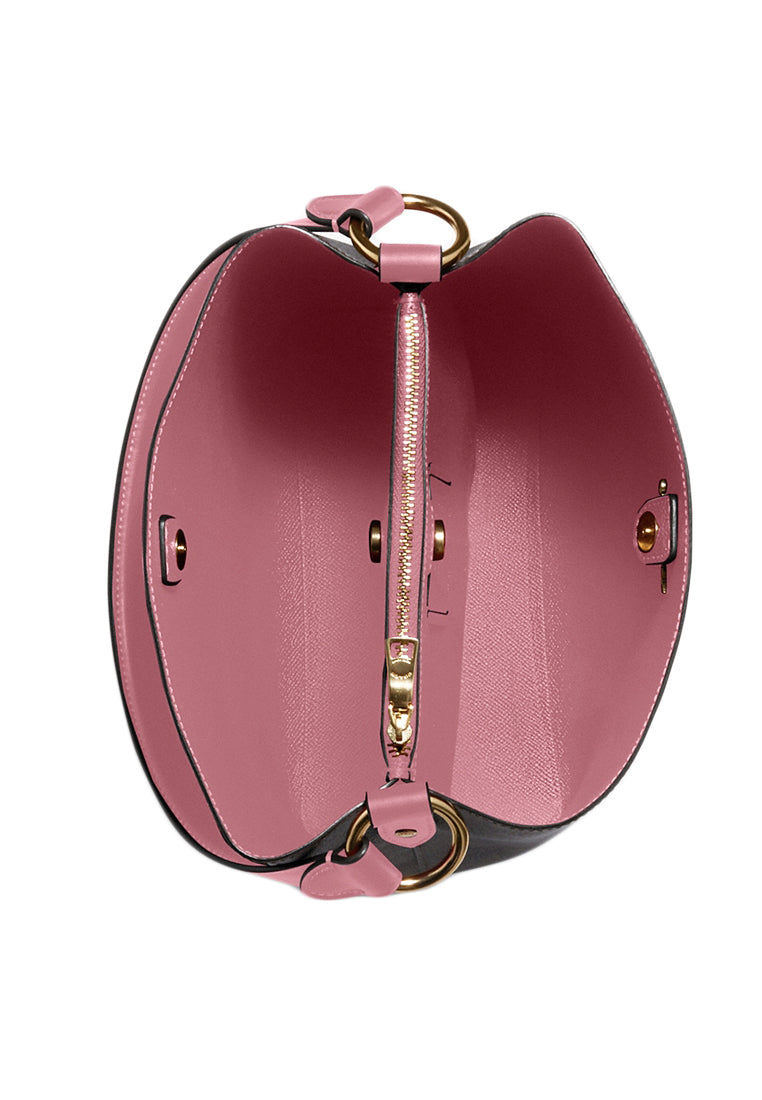 Coach Town Bucket Bag In Signature Canvas - Dark Brown/Pink
