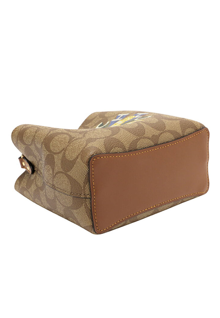 Coach Mini Town Bucket Bag In Signature Canvas With Coach Radial Rainbow - Brown