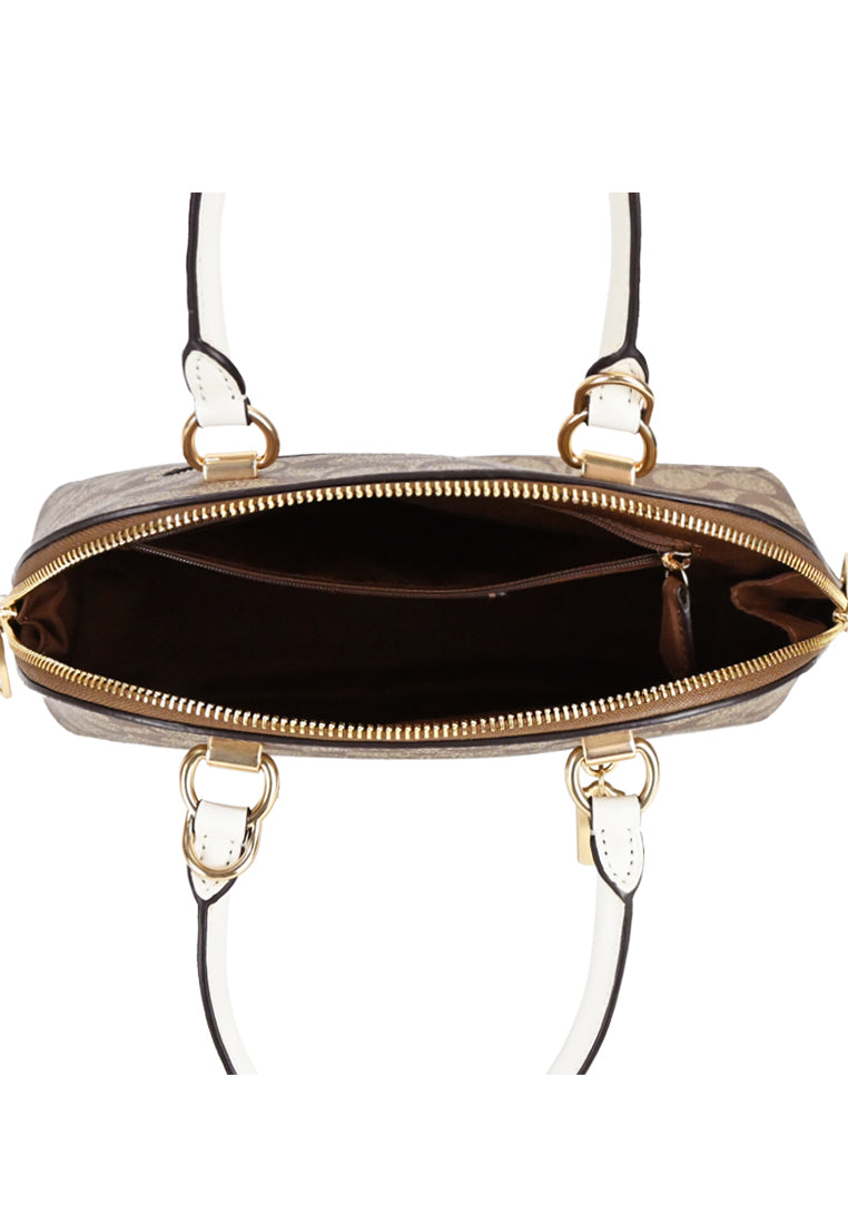 Coach Katy Satchel In Signature Canvas With Stripes Straps - Brown