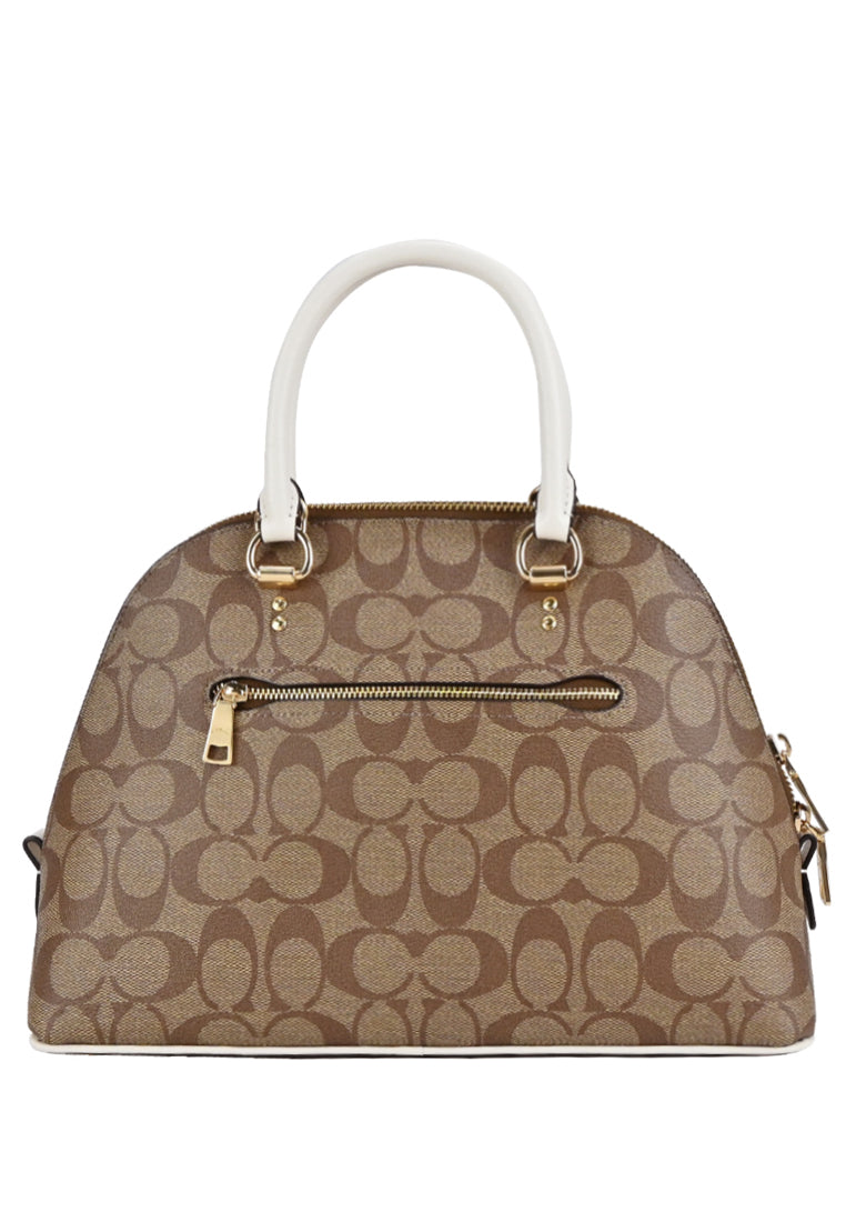 Coach Katy Satchel In Signature Canvas With Stripes Straps - Brown