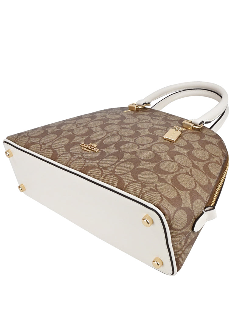 Coach Katy Satchel In Signature Canvas With Stripes Straps - Brown