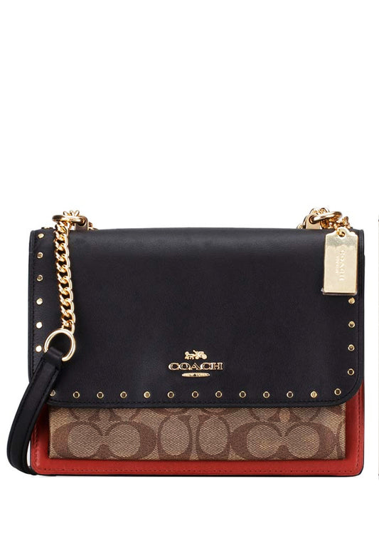 Coach Klare Crossbody In Signature Canvas With Rivets - Brown