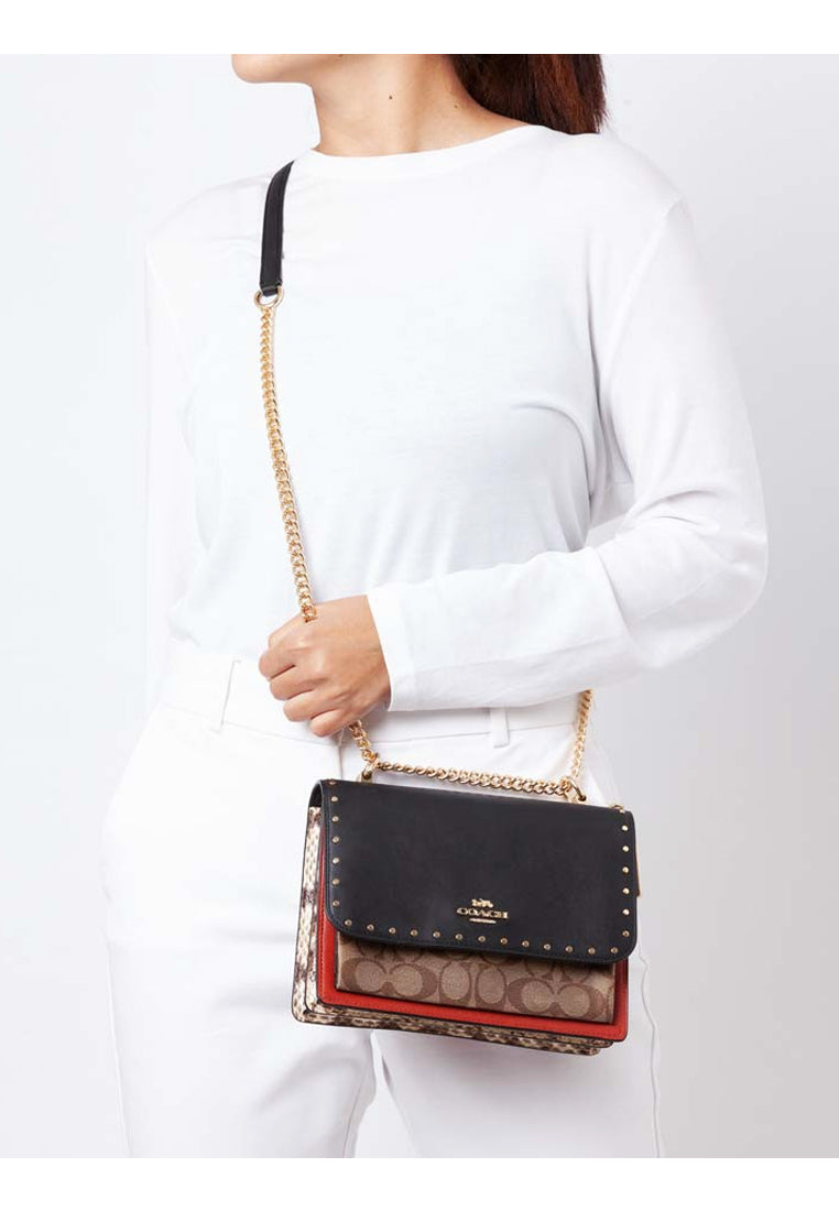 Coach Klare Crossbody In Signature Canvas With Rivets - Brown