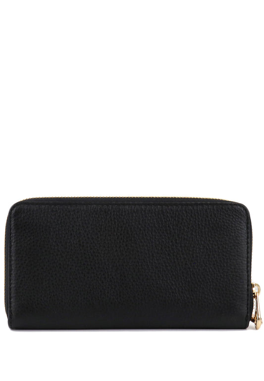 Coach Long Zip Around Wallet With Stripe Strap - Black