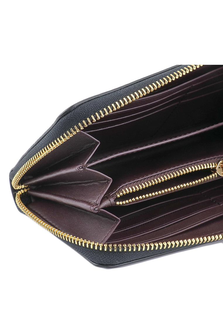 Coach Long Zip Around Wallet With Stripe Strap - Black
