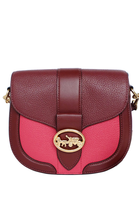 Coach Georgie Saddle Bag In Colorblock - Cherry/Multi