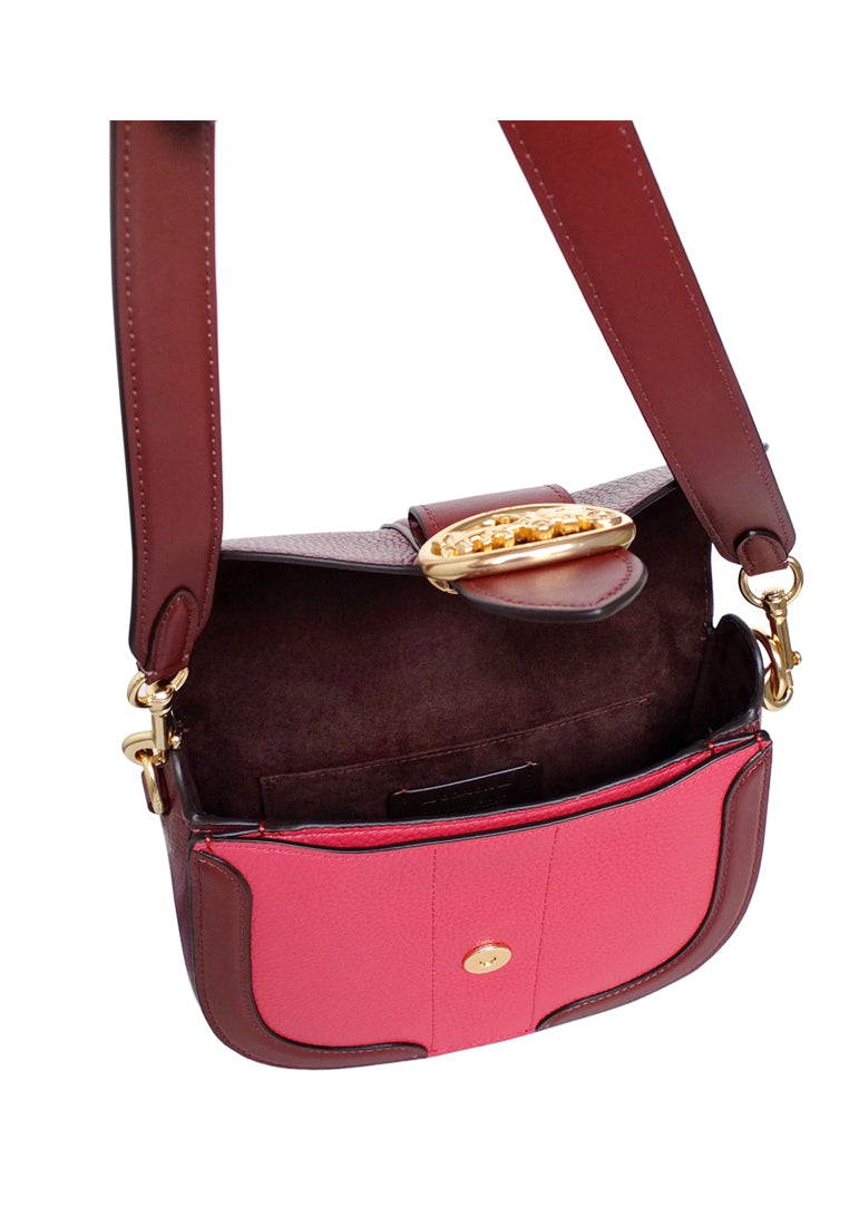 Coach Georgie Saddle Bag In Colorblock - Cherry/Multi