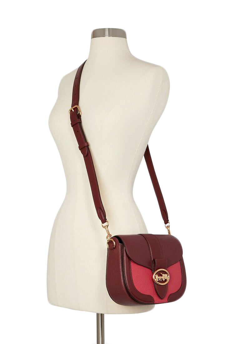 Coach Georgie Saddle Bag In Colorblock - Cherry/Multi
