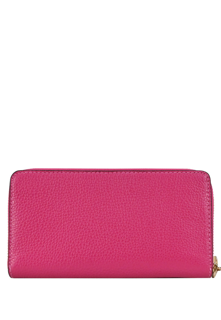 Coach Long Zip Around Wallet With Stripe Strap - Bold Pink