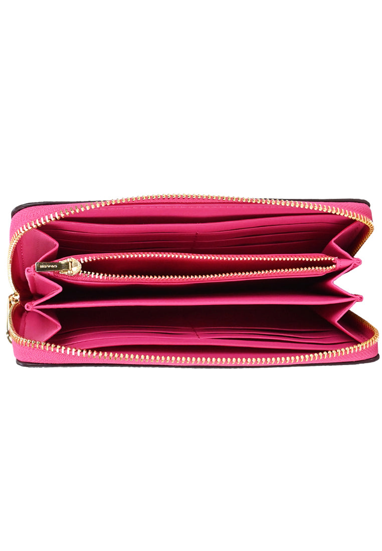 Coach Long Zip Around Wallet With Stripe Strap - Bold Pink