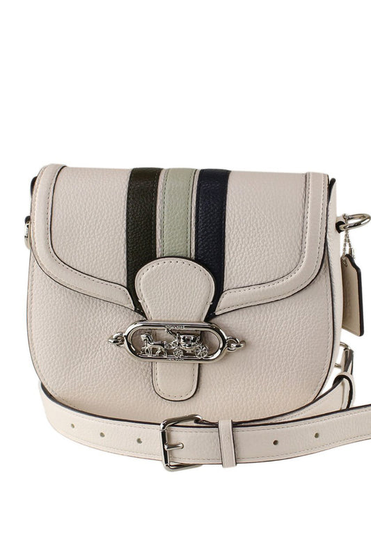 Coach Jade Saddle Bag With Varsity Stripe - White/Multi