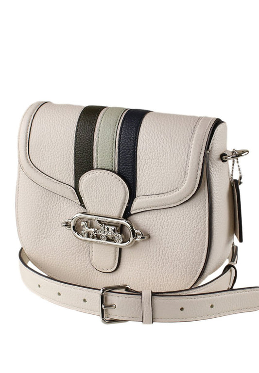 Coach Jade Saddle Bag With Varsity Stripe - White/Multi