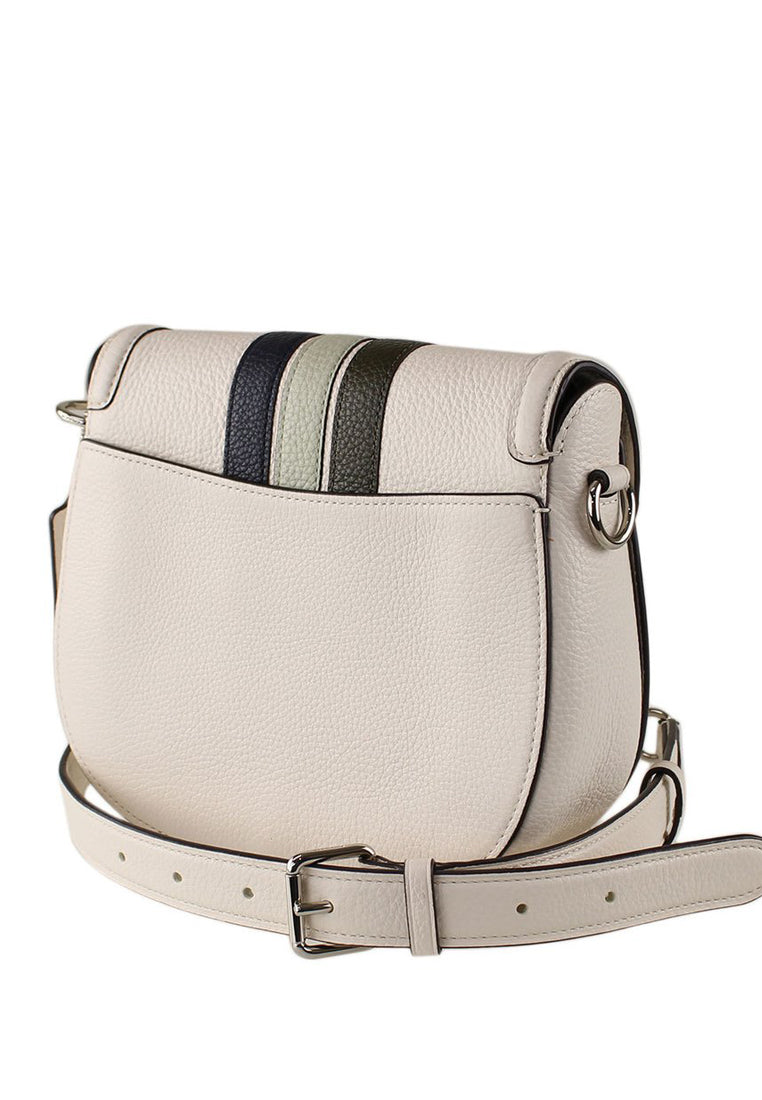Coach Jade Saddle Bag With Varsity Stripe - White/Multi