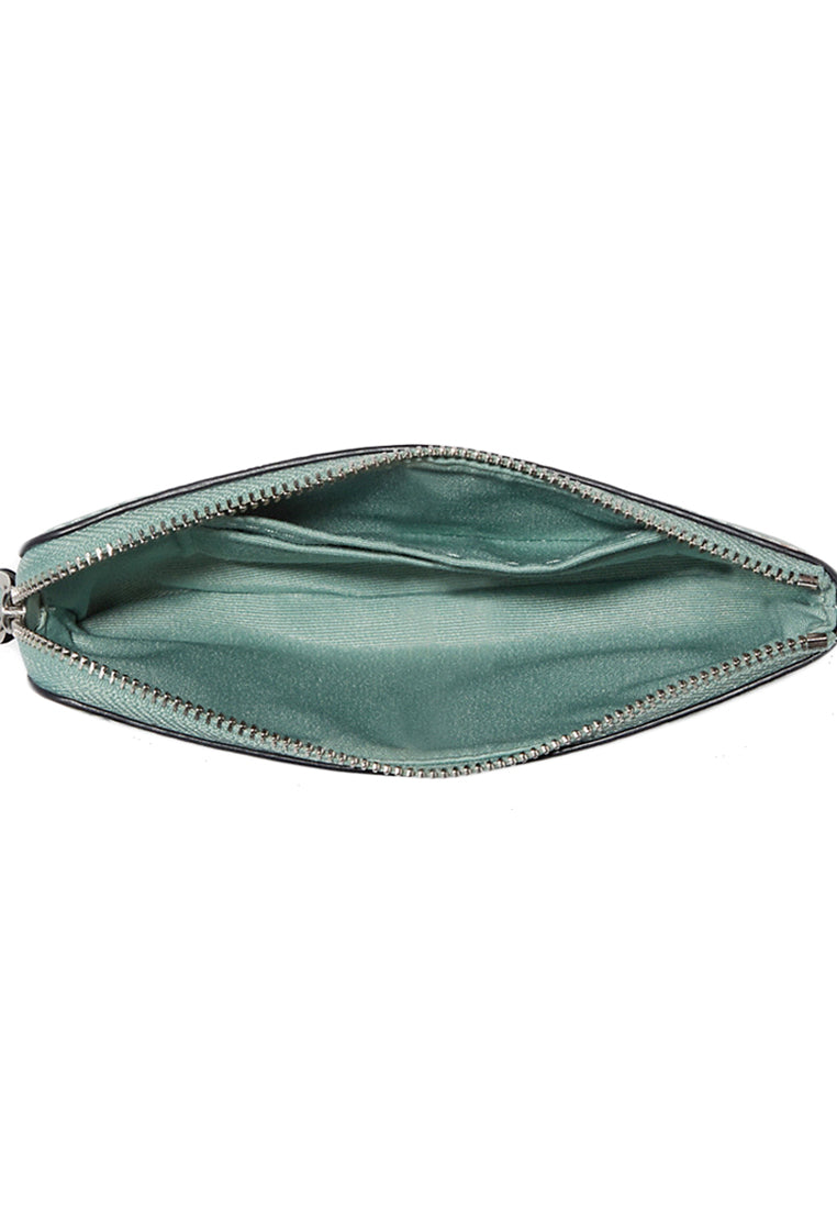 Coach Corner Zip Wristlet With Mystical Floral Print - Light Teal/Multi