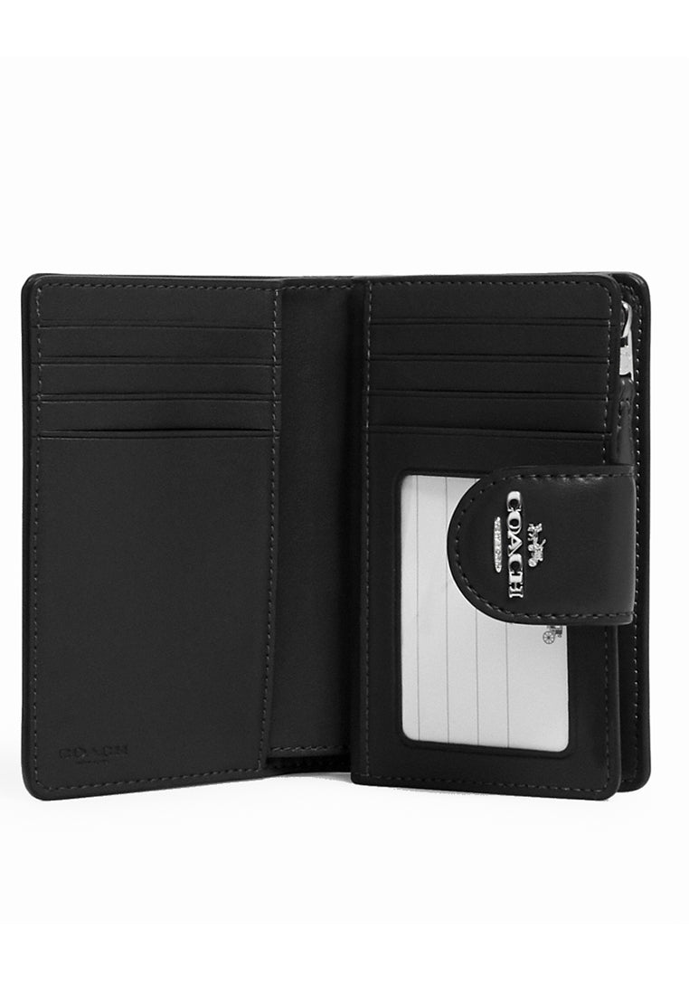 Coach Medium Corner Zip Wallet In Signature Canvas - Black
