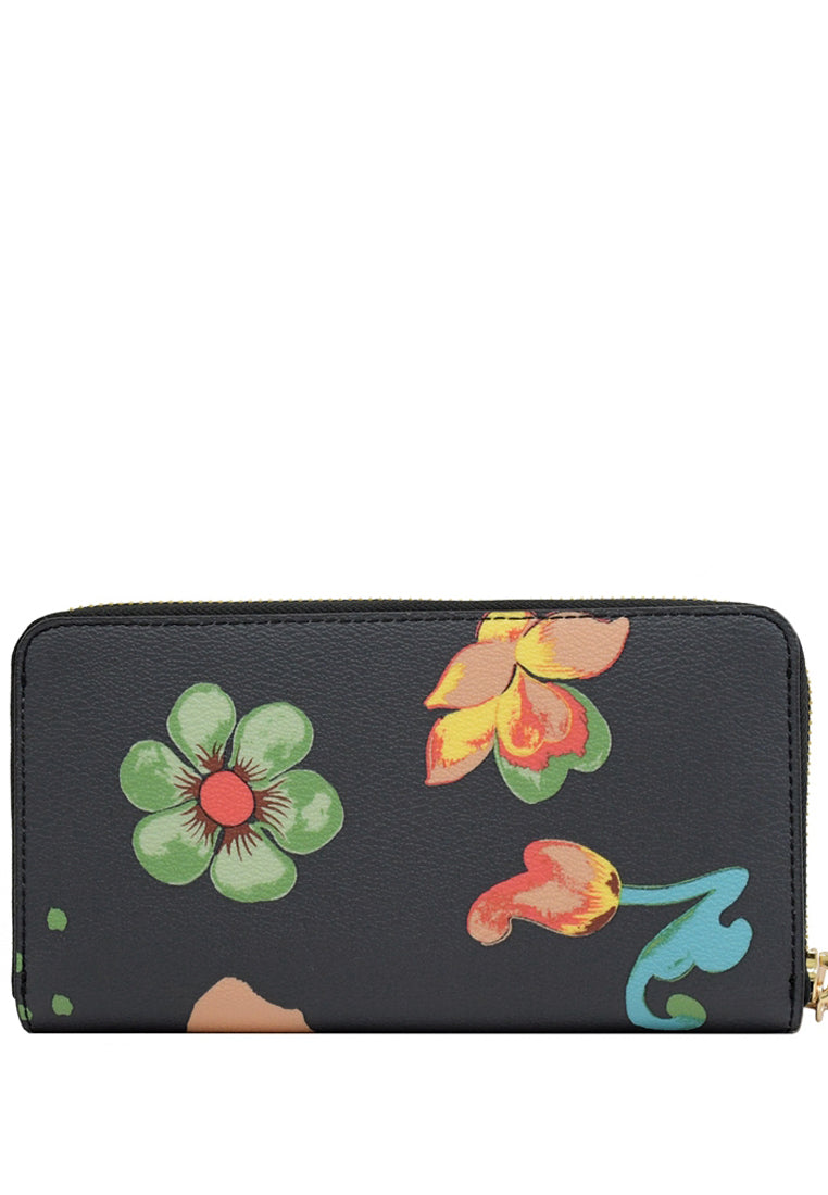 Coach Long Zip Around Wallet With Dreamy Land Floral Print - Midnight