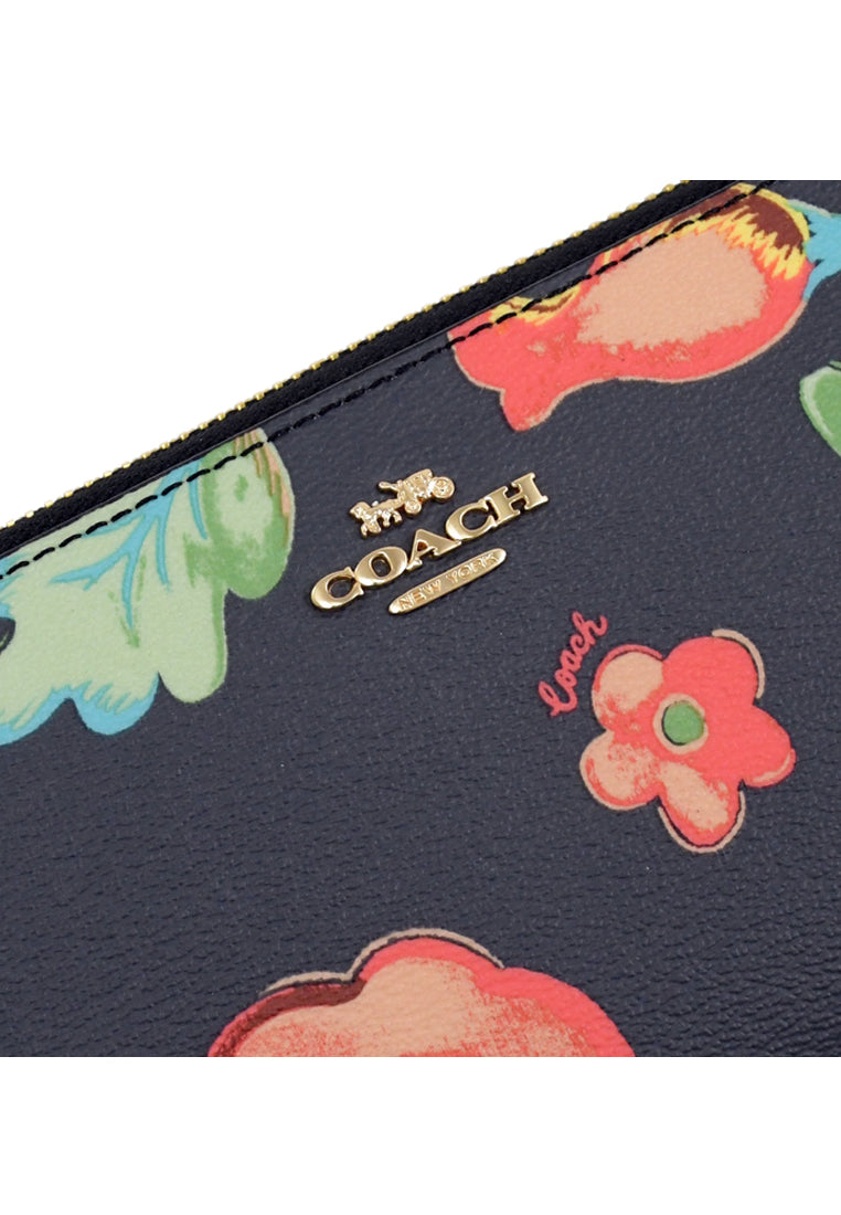 Coach Long Zip Around Wallet With Dreamy Land Floral Print - Midnight