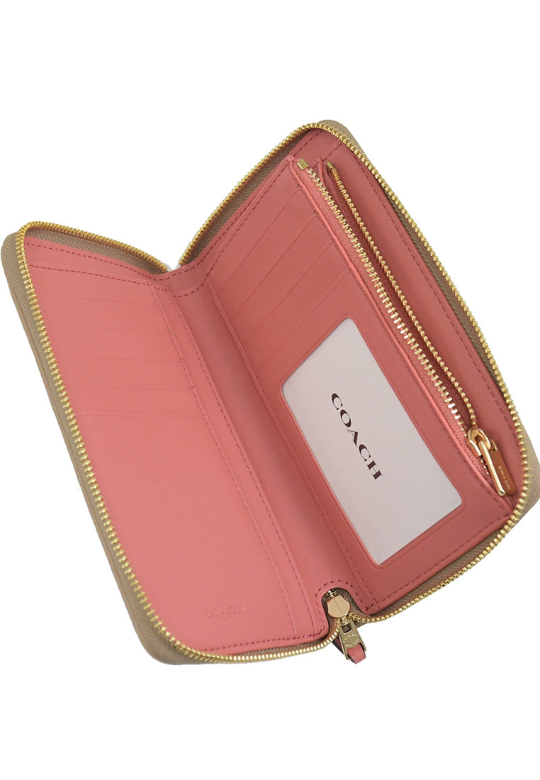 Coach Medium ID Zip Around Wallet In Signature Jacquard With Stripes - Taffy