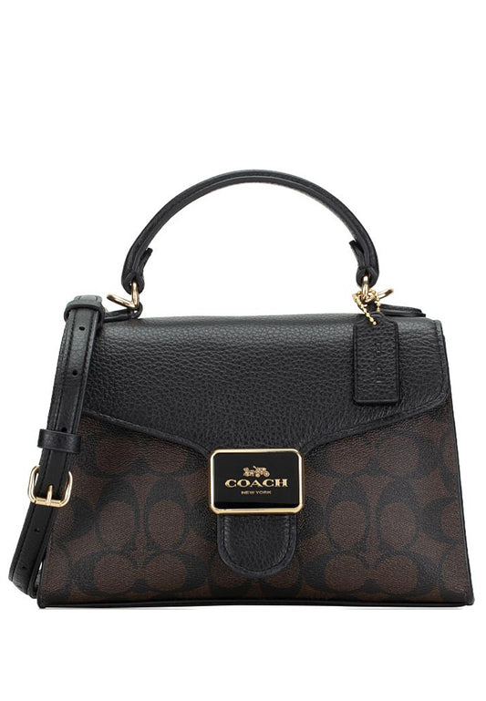 Coach Pepper Satchel In Signature Canvas - Dark Brown