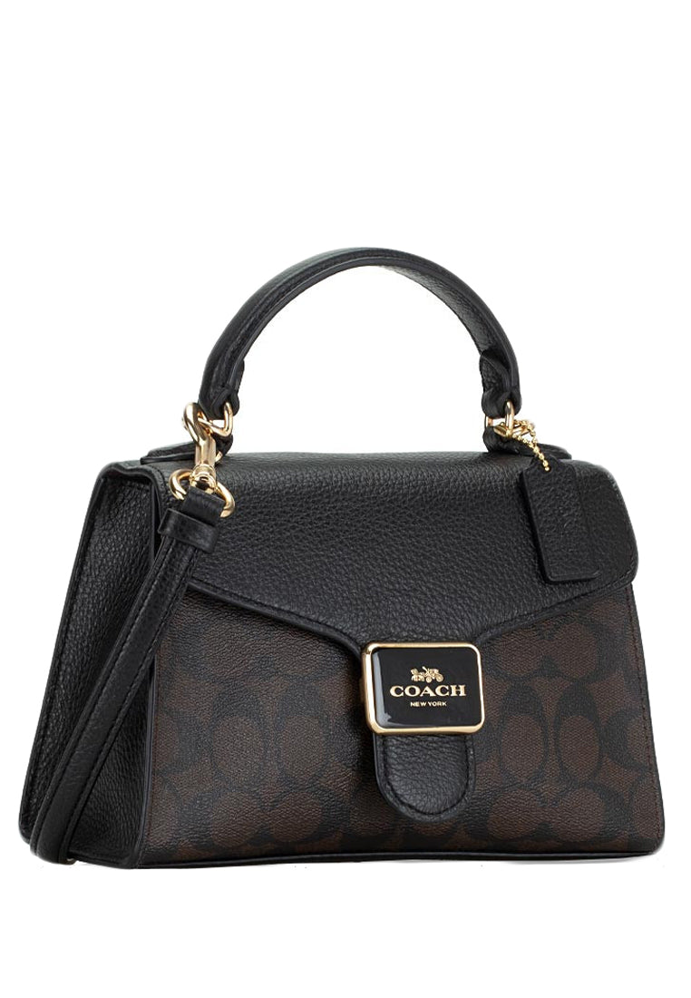 Coach Pepper Satchel In Signature Canvas - Dark Brown