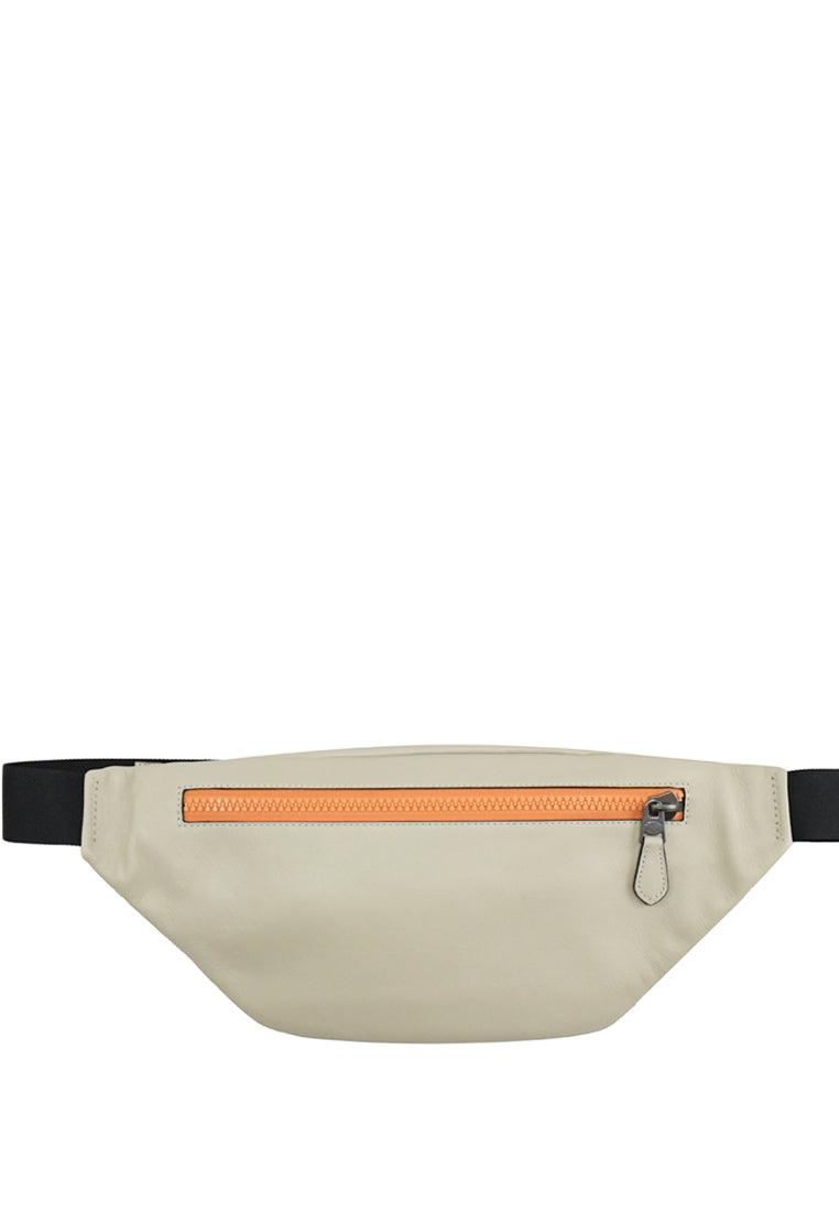 Coach Track Belt Bag In Colorblock Signature Canvas - White/Grey