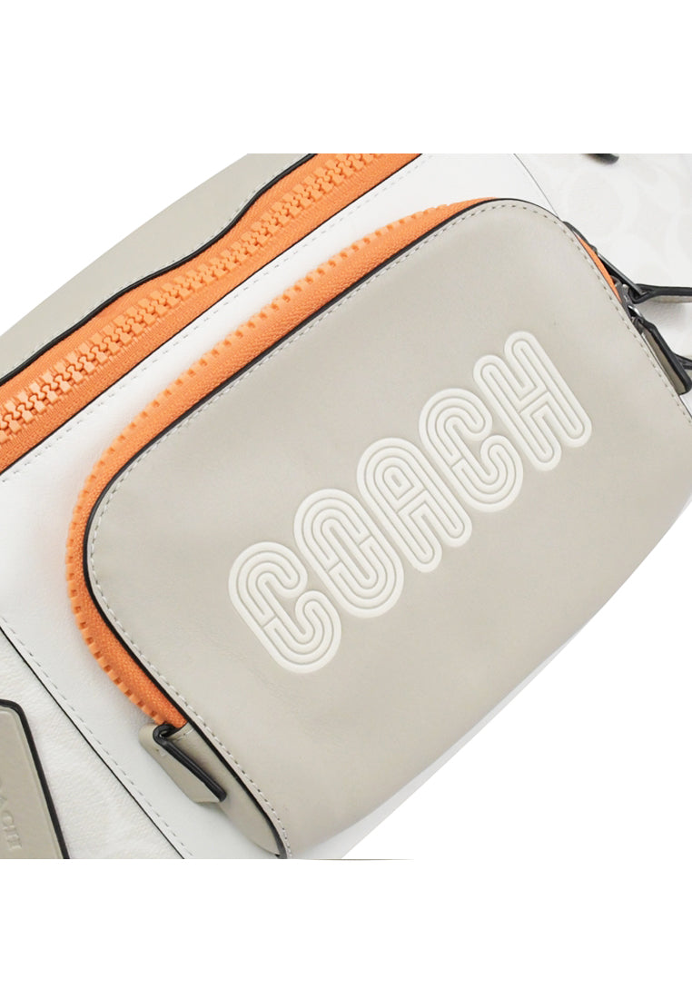 Coach Track Belt Bag In Colorblock Signature Canvas - White/Grey