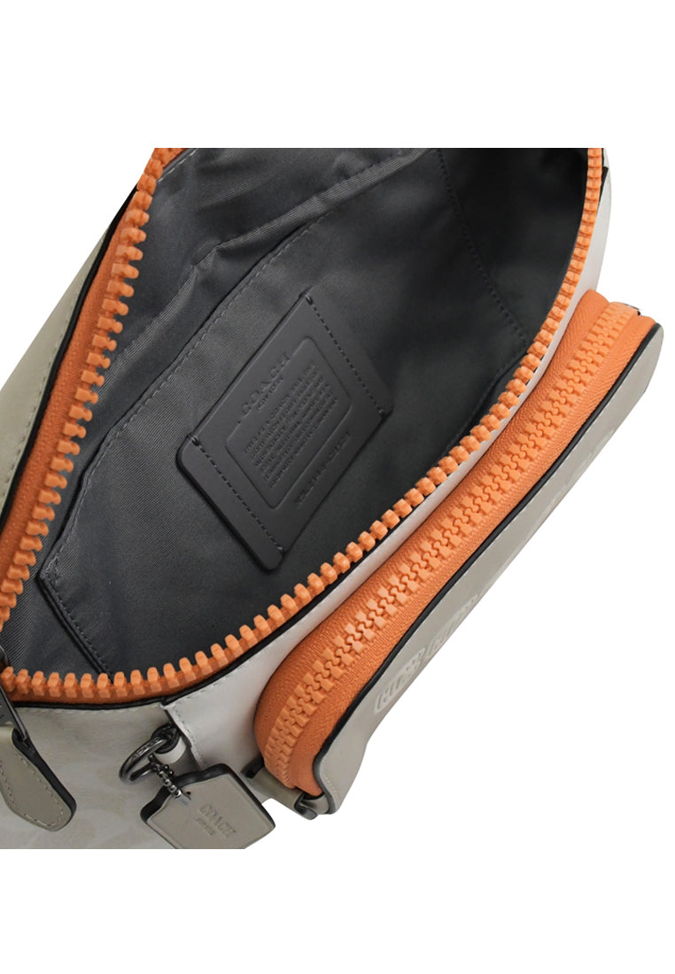 Coach Track Belt Bag In Colorblock Signature Canvas - White/Grey