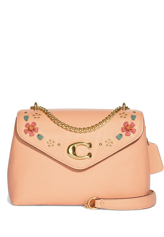Coach Tammie Shoulder Bag In Signature Canvas With Floral Whipstitch - Faded Blush
