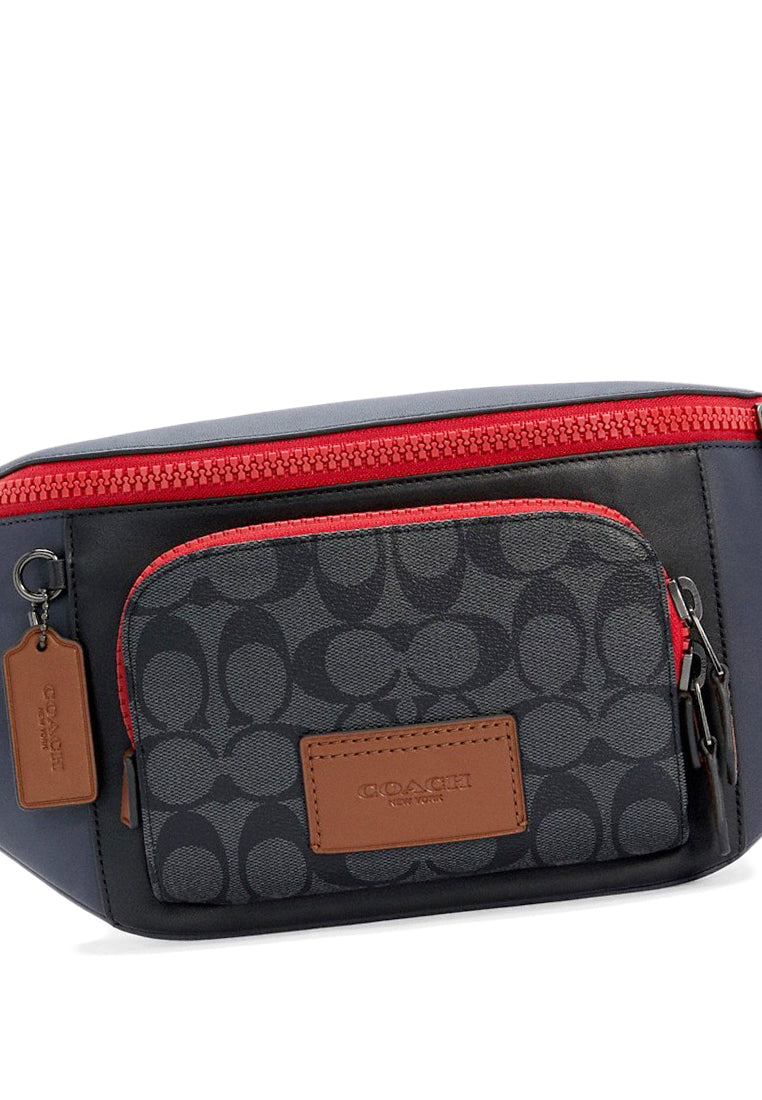 Coach Track Belt Bag In Colorblock Signature Canvas - Black/Multi