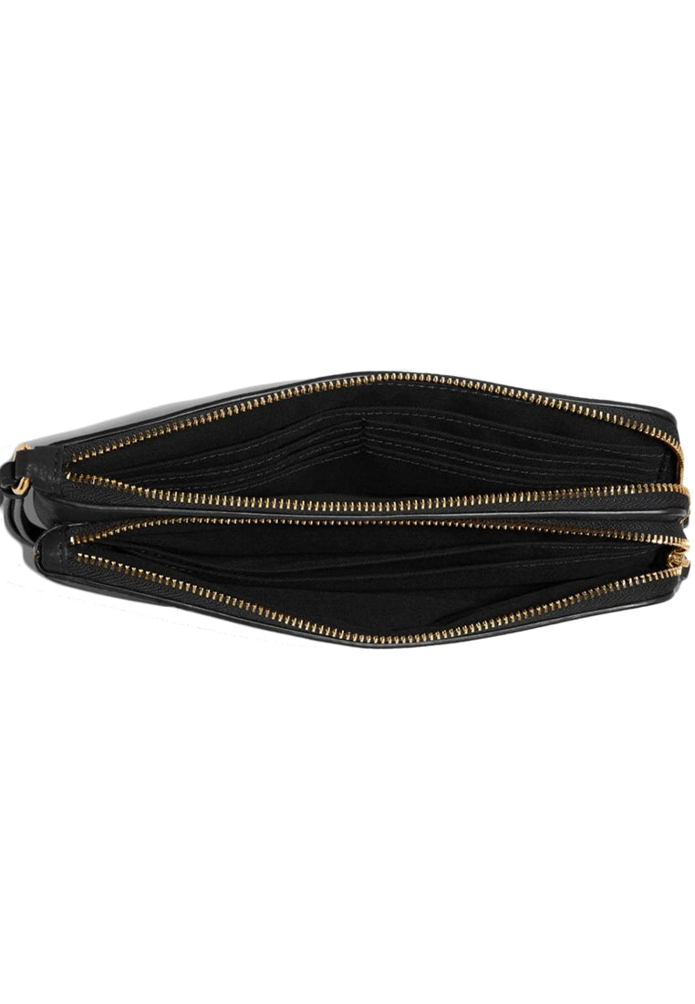 Coach Double Zip Wallet In Signature Canvas- Brown/Black