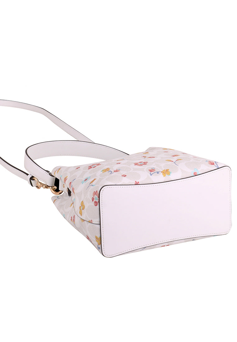 Coach Small Town Bucket Bag In Signature Canvas With Mystical Floral Print - White