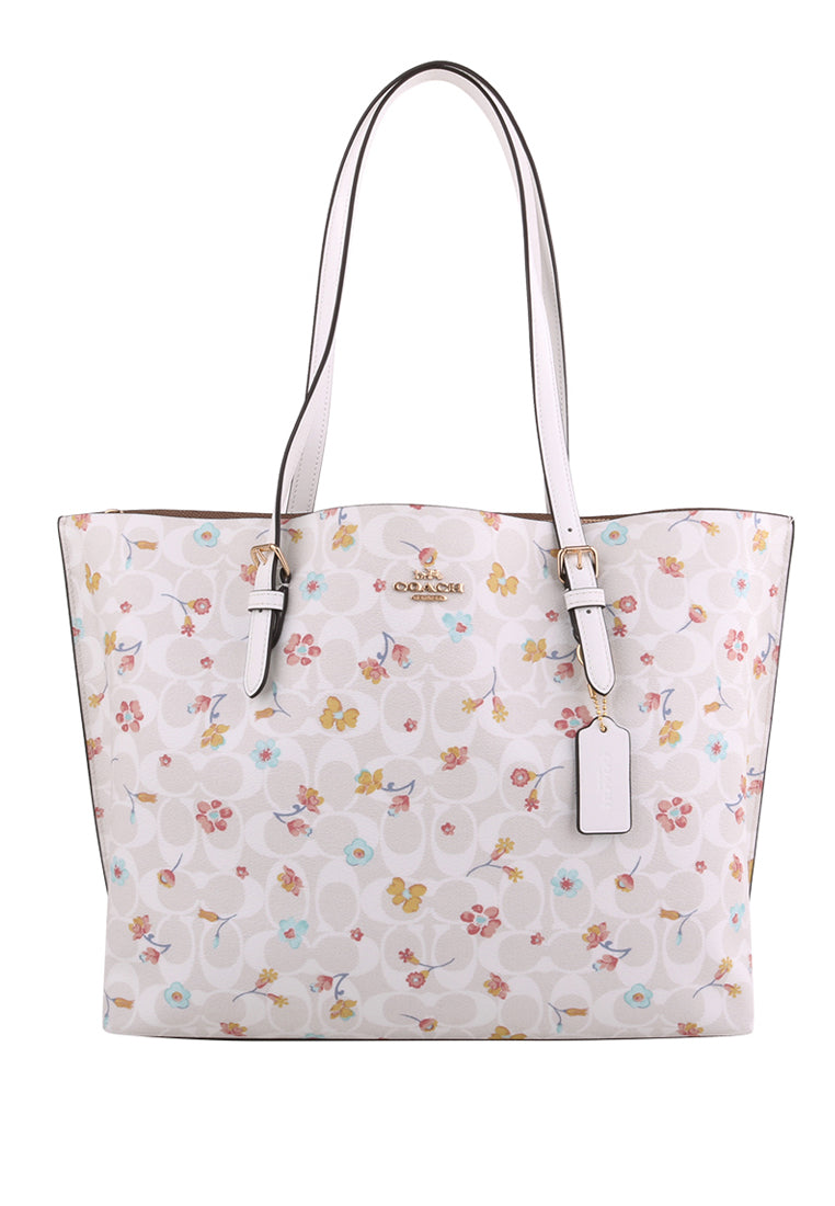 Coach Mollie Tote In Signature Canvas With Mystical Floral Print - White