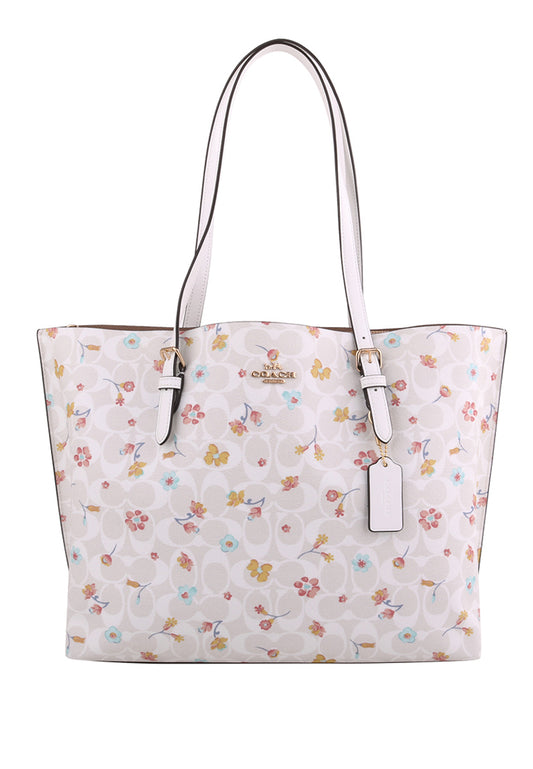 Coach Mollie Tote In Signature Canvas With Mystical Floral Print - White