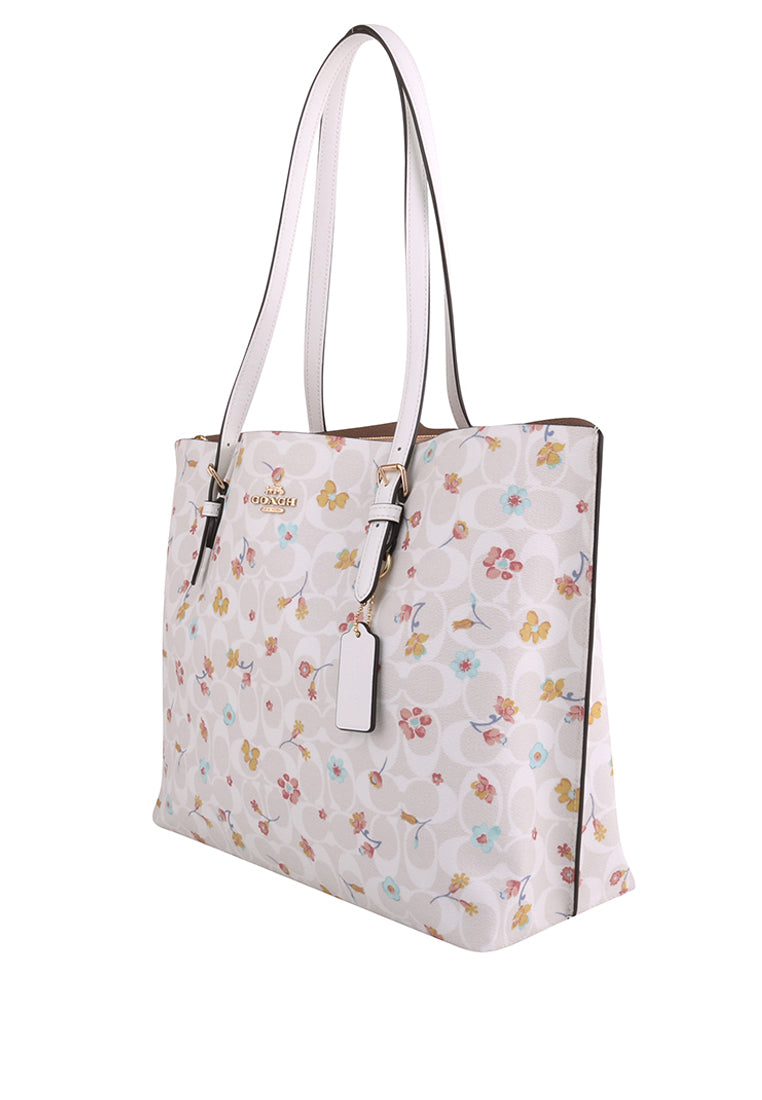 Coach Mollie Tote In Signature Canvas With Mystical Floral Print - White