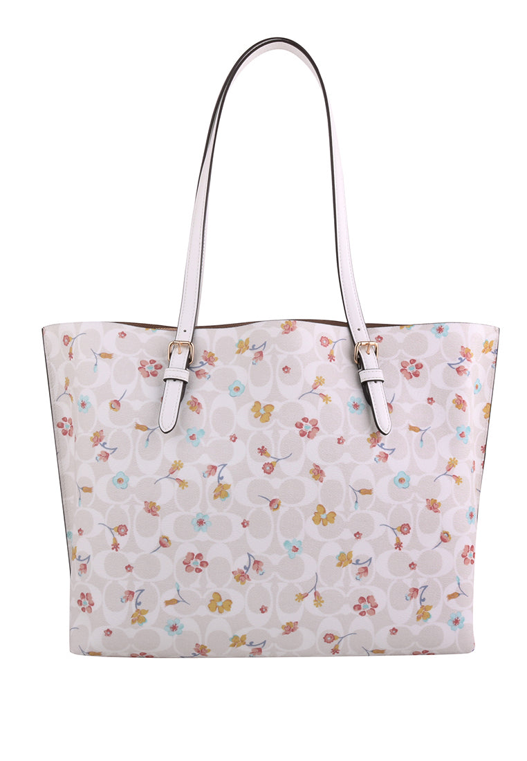 Coach Mollie Tote In Signature Canvas With Mystical Floral Print - White