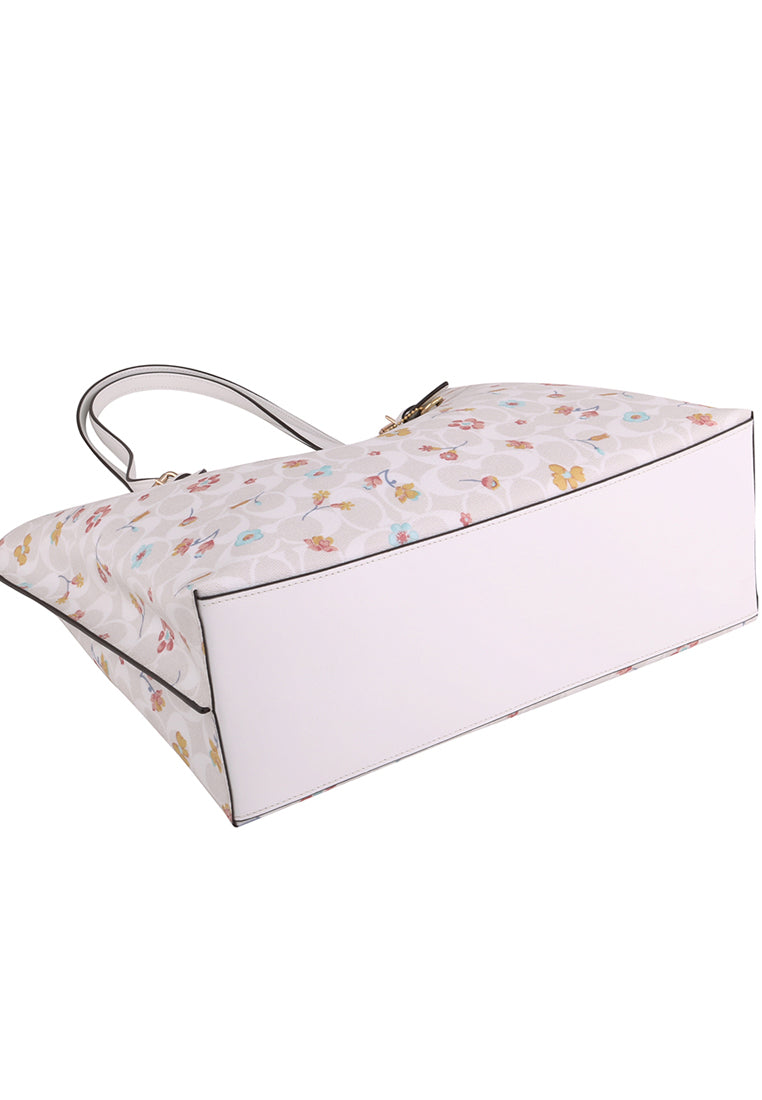 Coach Mollie Tote In Signature Canvas With Mystical Floral Print - White