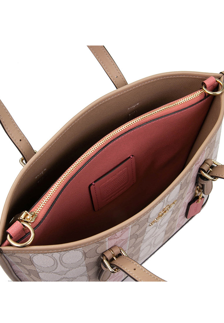 Coach Mollie Tote 25 In Signature Jacquard With Stripes - Taffy