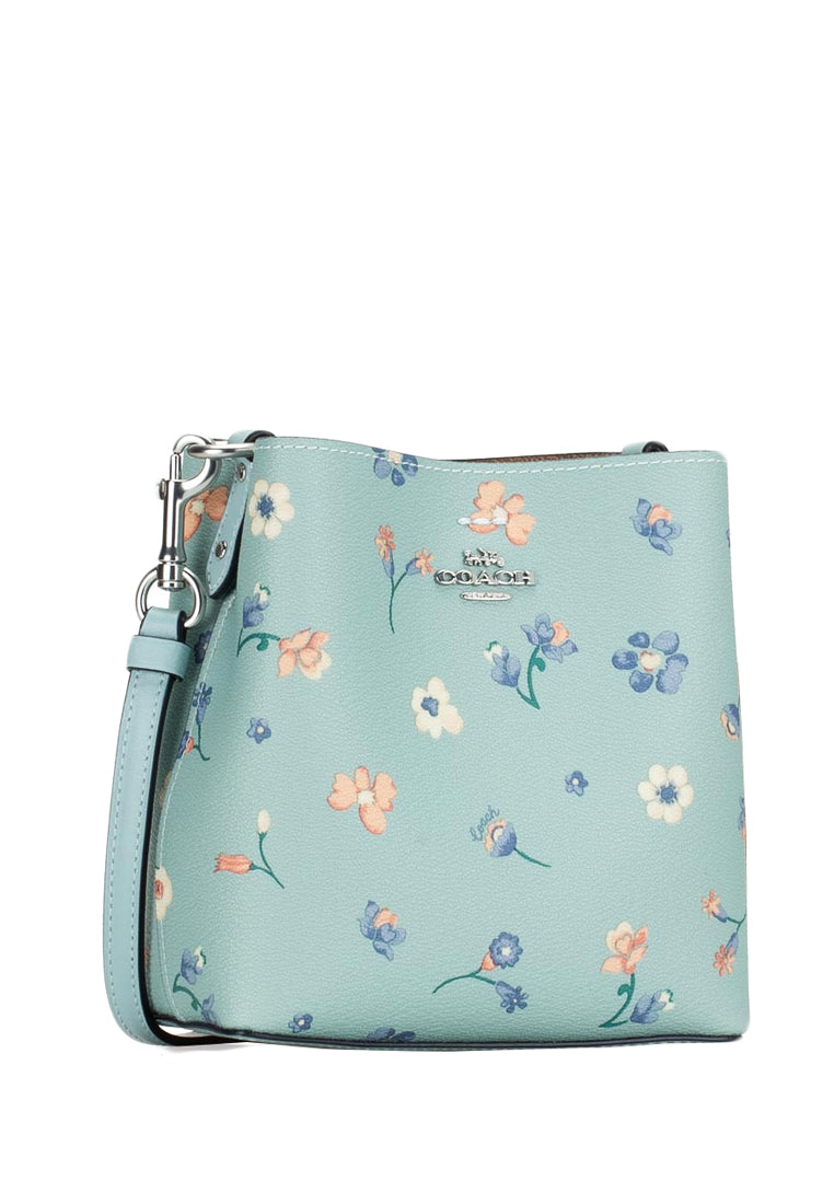 Coach Mini Town Bucket Bag With Mystical Floral Print - Light Teal/Multi