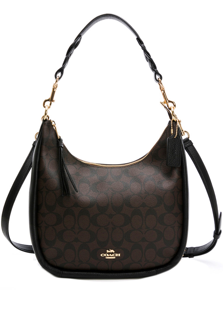 Coach Jules Hobo In Signature Canvas - Dark Brown