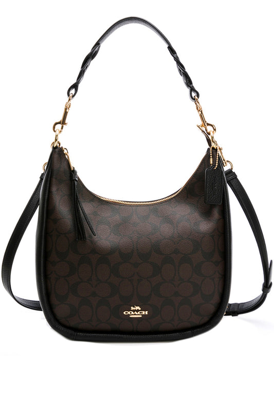 Coach Jules Hobo In Signature Canvas - Dark Brown