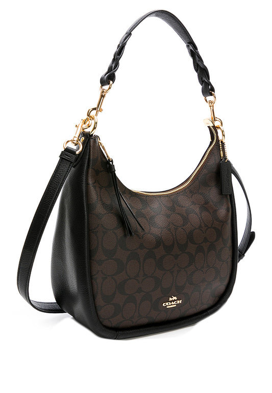 Coach Jules Hobo In Signature Canvas - Dark Brown